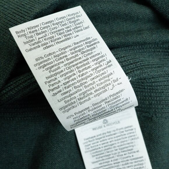 Selected Homme Crewneck Sweater Green Mens Medium Organic Cotton Slhallen - Picture 11 of 13